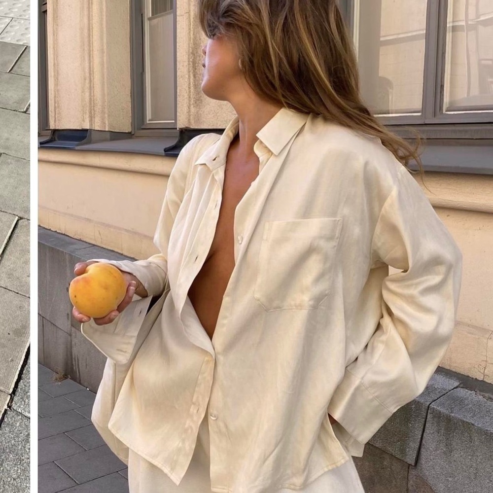 Djerf Avenue Cream Button Down Shirt